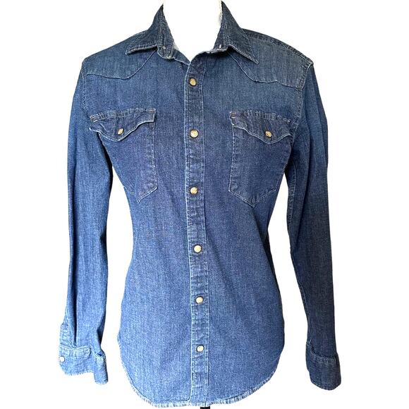 Wrangler Western Snap Long Sleeve Denim Shirt sz S - Picture 1 of 8